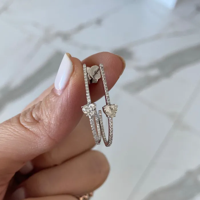 Alev Jewelry Earrings Solitaire Diamond Pave Hoop Earrings