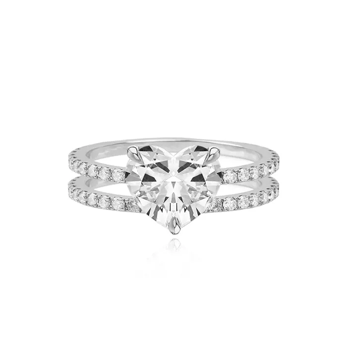 Alev Jewelry Rings Double Pave Band Engagement Ring