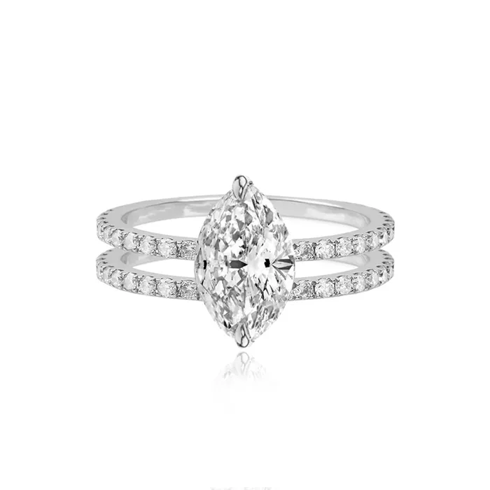 Alev Jewelry Rings Double Pave Band Engagement Ring