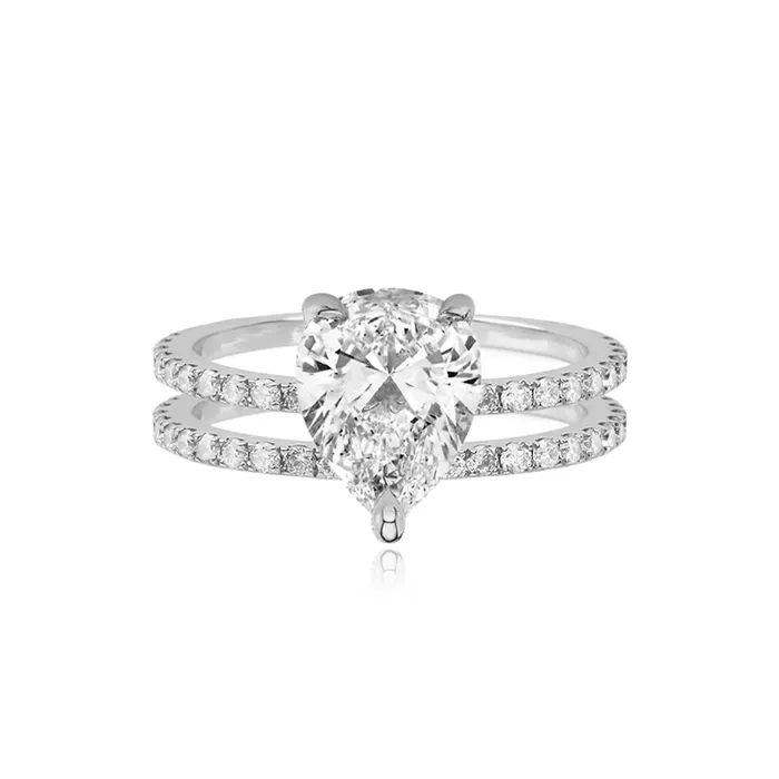 Alev Jewelry Rings Double Pave Band Engagement Ring