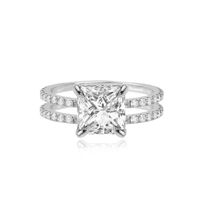Alev Jewelry Rings Double Pave Band Engagement Ring