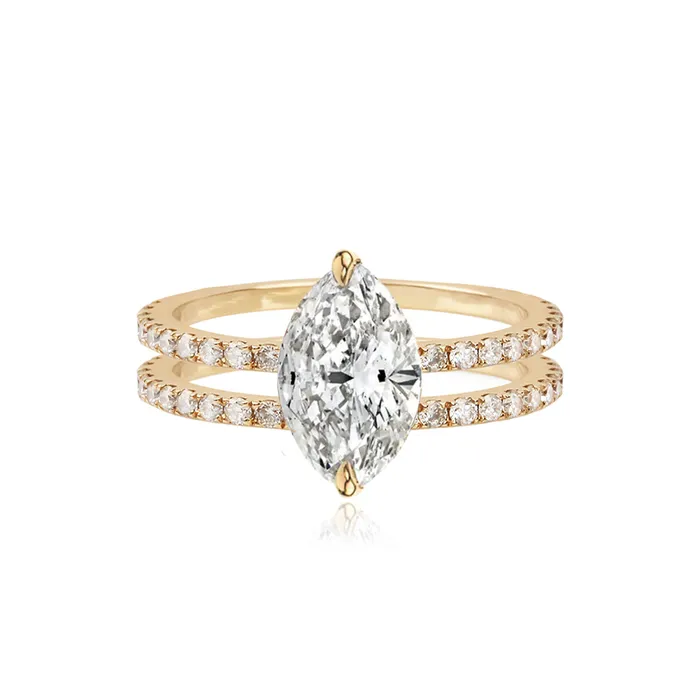 Alev Jewelry Rings Double Pave Band Engagement Ring