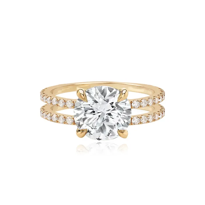 Alev Jewelry Rings Double Pave Band Engagement Ring