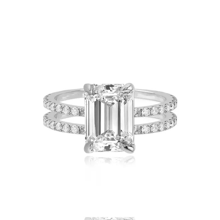 Alev Jewelry Rings Double Pave Band Engagement Ring