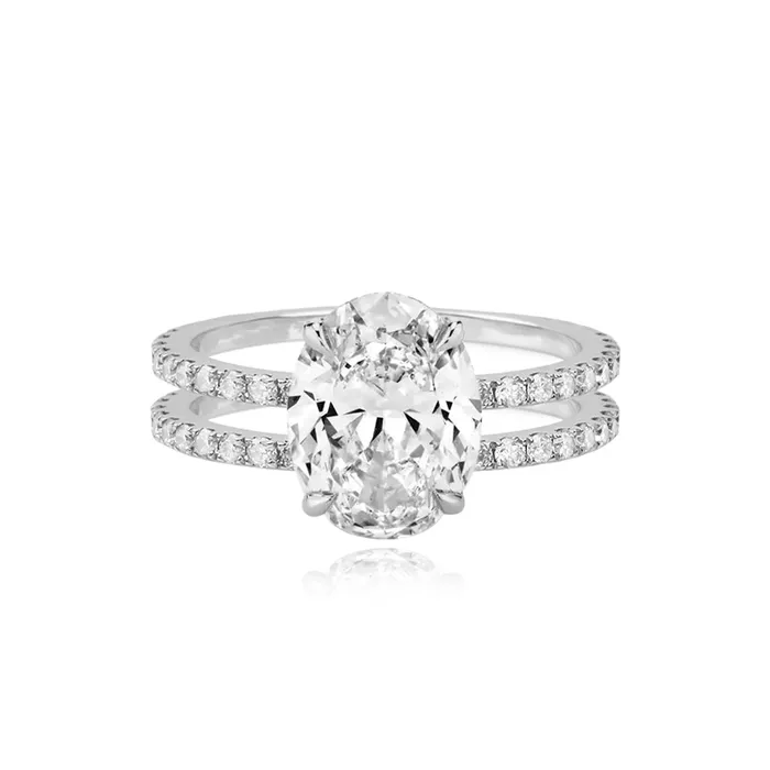 Alev Jewelry Rings Double Pave Band Engagement Ring