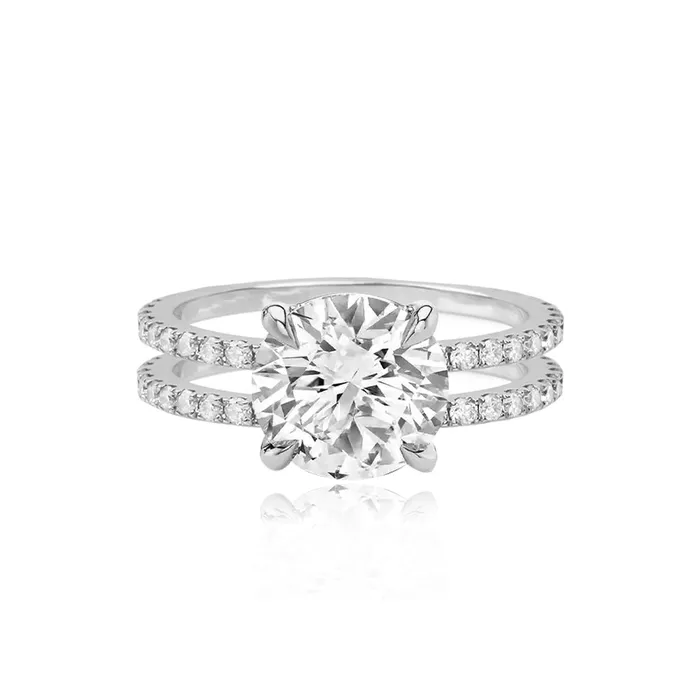 Alev Jewelry Rings Double Pave Band Engagement Ring