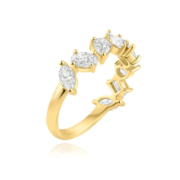 Alev Jewelry Rings Half Eternity Multi Shape Diamond Ring
