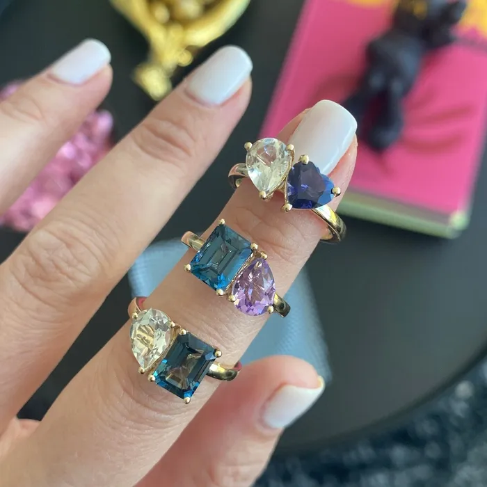 Alev Jewelry Rings Medium TwoGemstones Ring