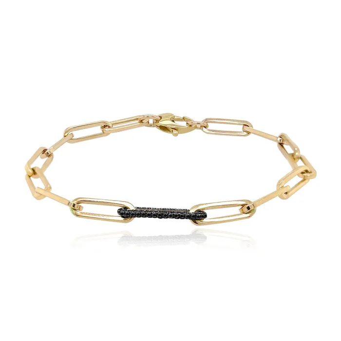 All Around Black Diamond Link Paperclip Bracelet Alev Collection Bracelets
