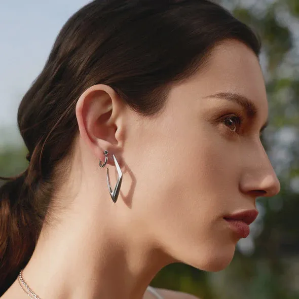 Ania Haie Earrings Silver Geometric Hoop Earrings
