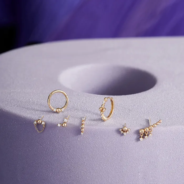Aurelie Gi Earrings DALLAS Lab Grown Diamond Cluster Threadless Flatback Earring Aurelie Gi Earrings DALLAS Lab Grown Diamond Cluster Threadless Flatback Earring