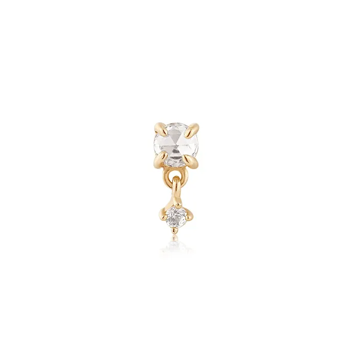 Aurelie Gi IDA Rose Cut Double White Sapphire Threadless Flatback Earring Earrings Aurelie Gi IDA Rose Cut Double White Sapphire Threadless Flatback Earring Earrings