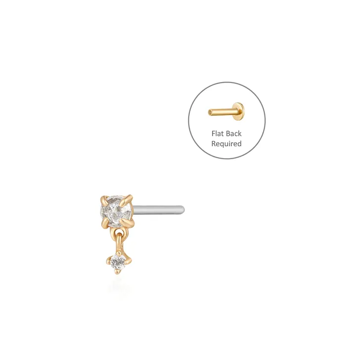 Aurelie Gi IDA Rose Cut Double White Sapphire Threadless Flatback Earring Earrings Aurelie Gi IDA Rose Cut Double White Sapphire Threadless Flatback Earring Earrings