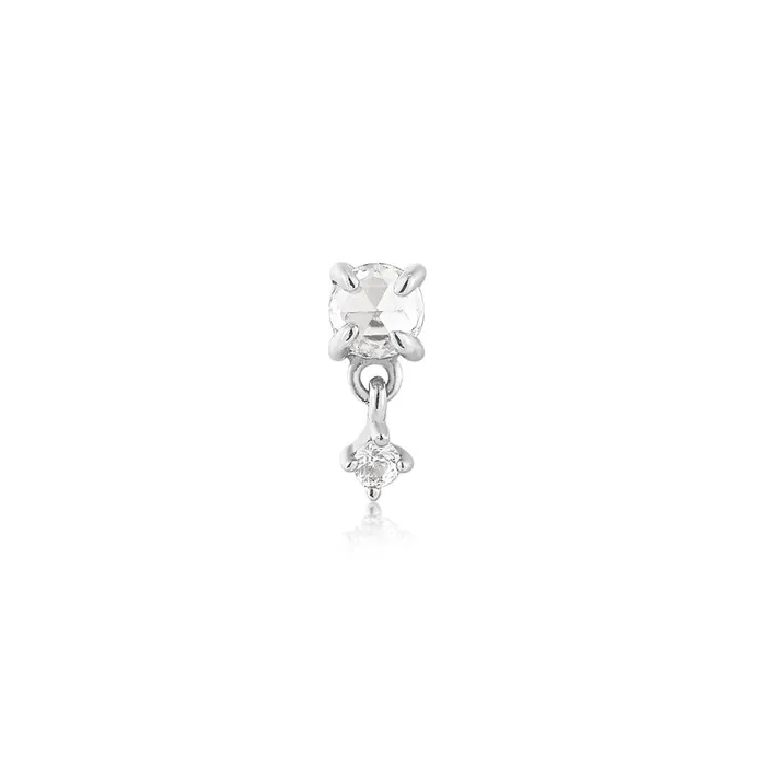 Aurelie Gi IDA Rose Cut Double White Sapphire Threadless Flatback Earring Earrings Aurelie Gi IDA Rose Cut Double White Sapphire Threadless Flatback Earring Earrings