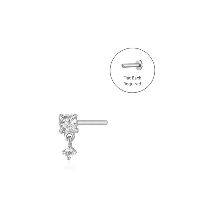 Aurelie Gi IDA Rose Cut Double White Sapphire Threadless Flatback Earring Earrings Aurelie Gi IDA Rose Cut Double White Sapphire Threadless Flatback Earring Earrings