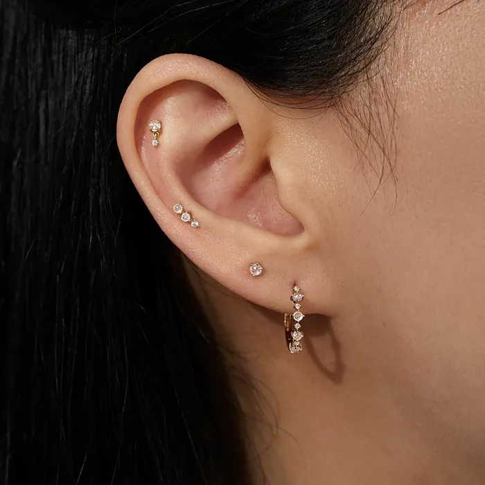 Aurelie Gi IDA Rose Cut Double White Sapphire Threadless Flatback Earring Earrings Aurelie Gi IDA Rose Cut Double White Sapphire Threadless Flatback Earring Earrings