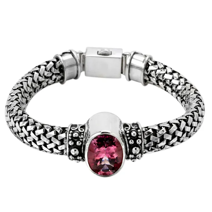 Bali Sterling Silver and Pink Quartz Bracelet342791 Elisa Ilana Bracelets