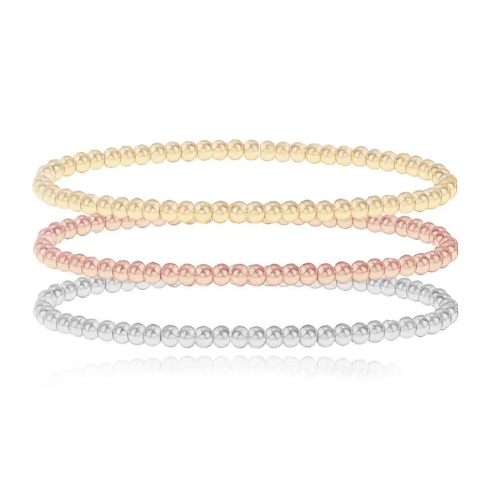 Bracelets Alev Collection Set Three Mixed Gold Beaded Bracelet