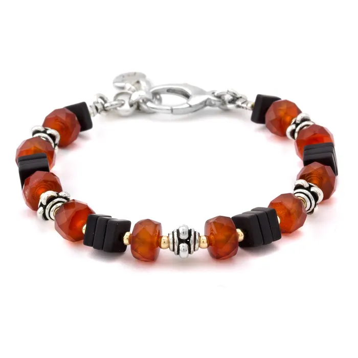 Bracelets Elisa Ilana Matte Onyx Faceted Carnelian Bracelet