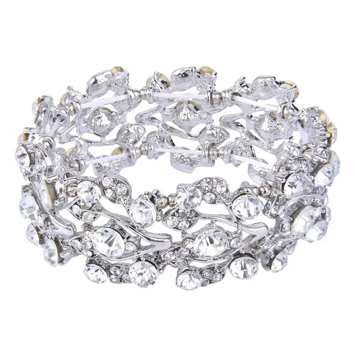 Bracelets Silver Plated MultiLeaf Bridal Bracelet For Wedding sparklingselections Bracelets Silver Plated MultiLeaf Bridal Bracelet For Wedding sparklingselections