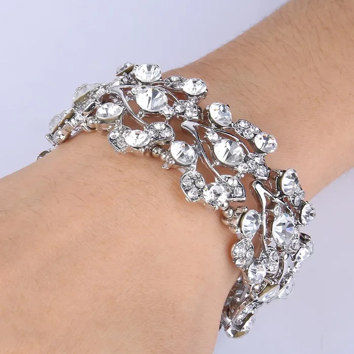 Bracelets Silver Plated MultiLeaf Bridal Bracelet For Wedding sparklingselections Bracelets Silver Plated MultiLeaf Bridal Bracelet For Wedding sparklingselections