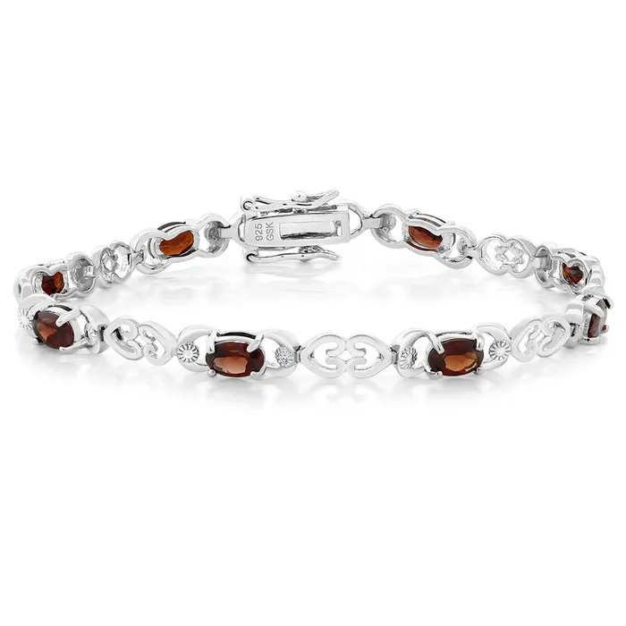 Bracelets sparklingselections Natural Garnet Rhodium Plated Plated Bracelet For Women Bracelets sparklingselections Natural Garnet Rhodium Plated Plated Bracelet For Women