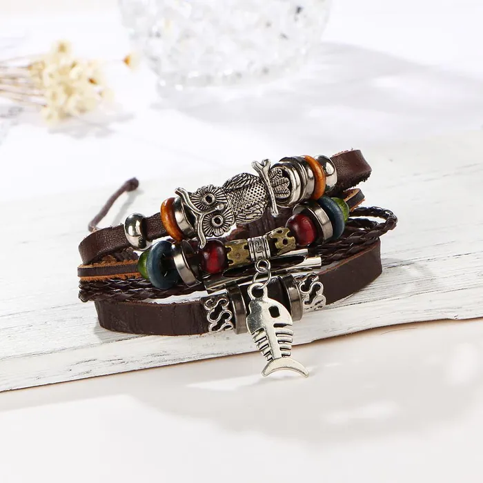 Bracelets sparklingselections Unisex Handmade Retro Leather Bracelet Bracelets sparklingselections Unisex Handmade Retro Leather Bracelet
