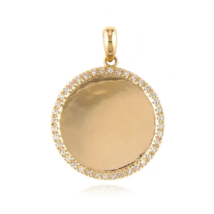 Charm Necklaces Alev Collection Round Pave Plate Charm