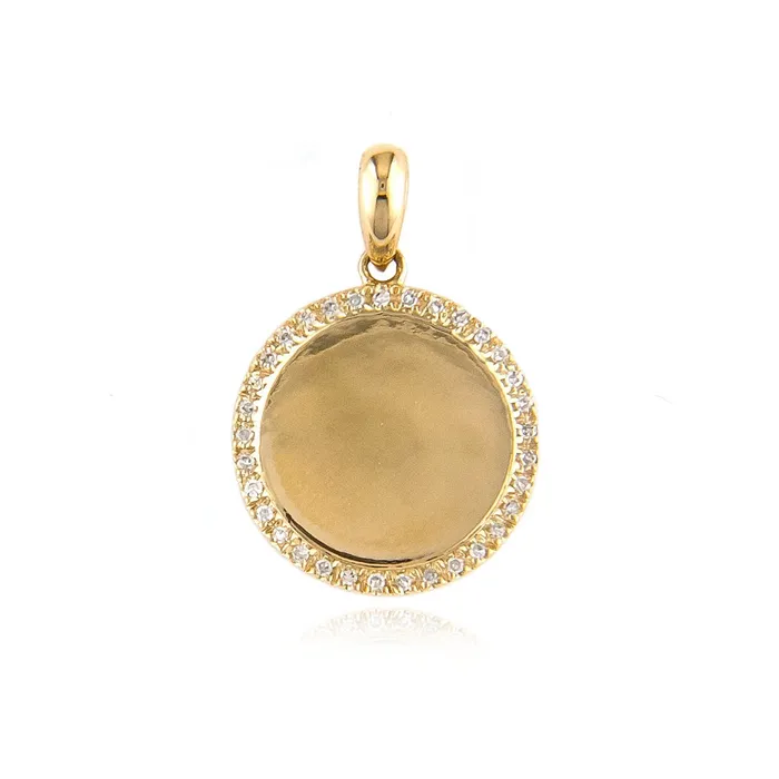 Charm Necklaces Alev Collection Round Pave Plate Charm