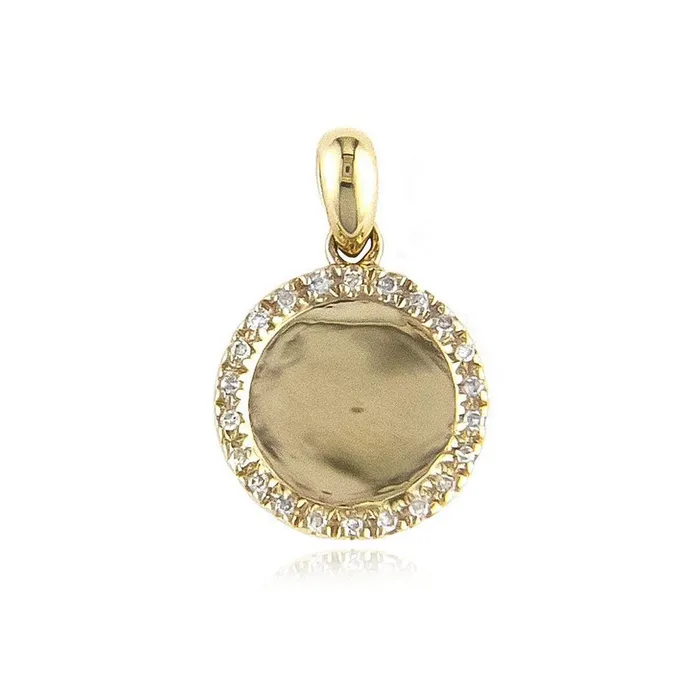 Charm Necklaces Alev Collection Round Pave Plate Charm