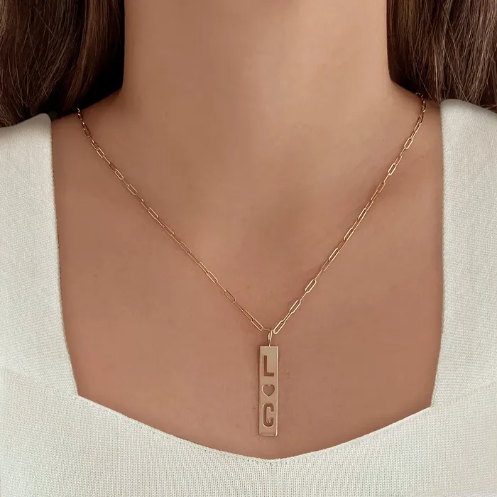 Charm Necklaces Cutout Personalized Plate Charm Alev Collection