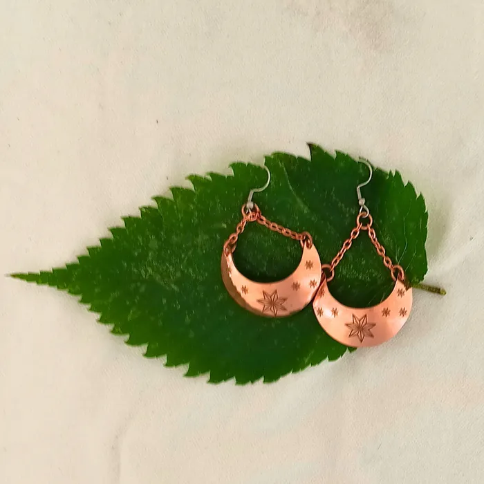 Cherokee Copper Mini Gorget Earrings with Cherokee Star Earrings