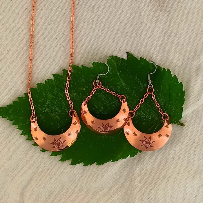 Cherokee Copper Mini Gorget Earrings with Cherokee Star Earrings