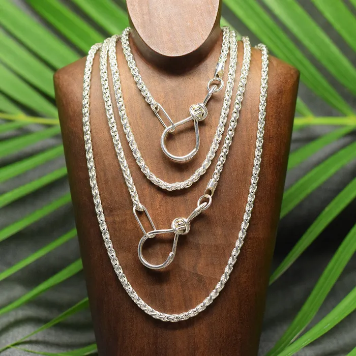 Crucian Gold Rings Sterling Silver Heavy Wheat Chain