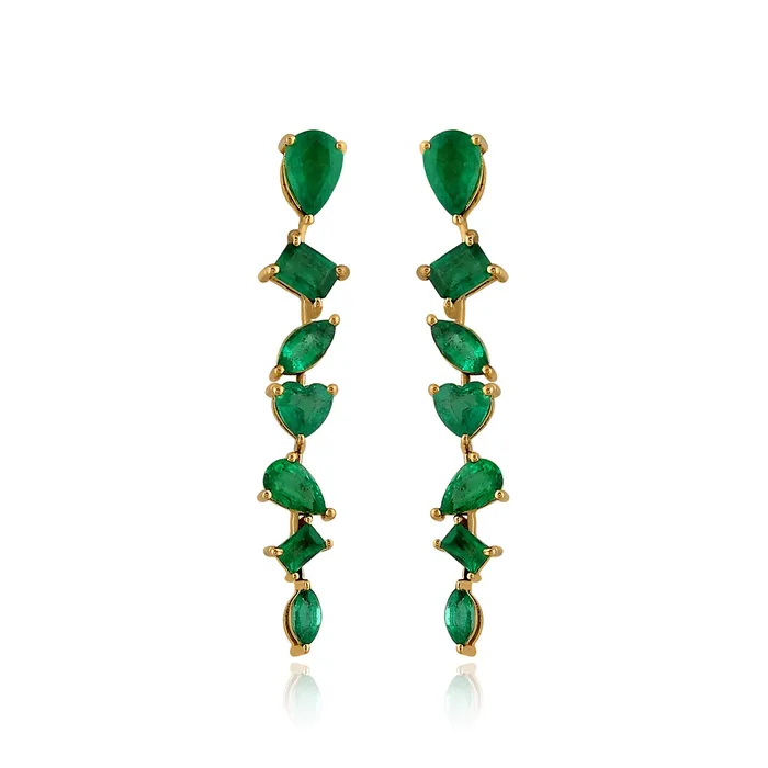 Drop Down Multi Shape Gemstone Earrings Alev Collection Earrings