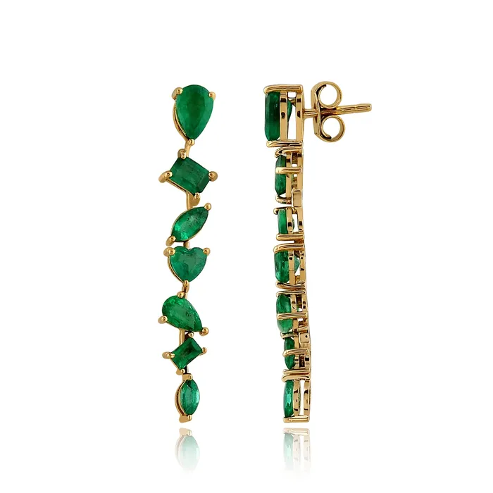 Drop Down Multi Shape Gemstone Earrings Alev Collection Earrings