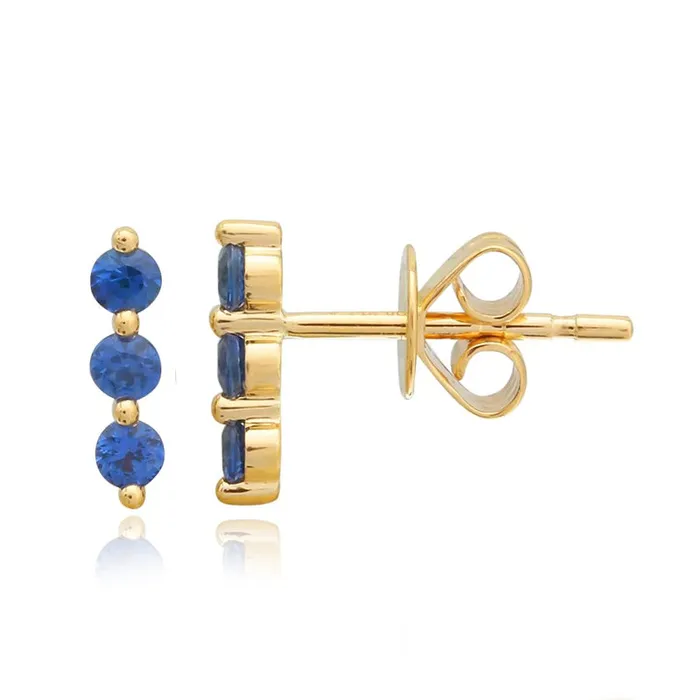 Earrings Alev Collection Three Gemstones Bar Stud