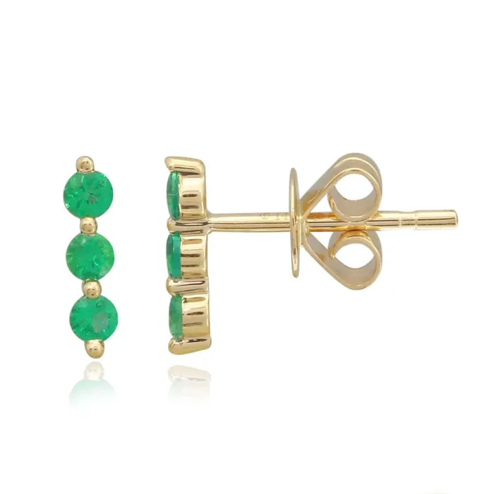 Earrings Alev Collection Three Gemstones Bar Stud
