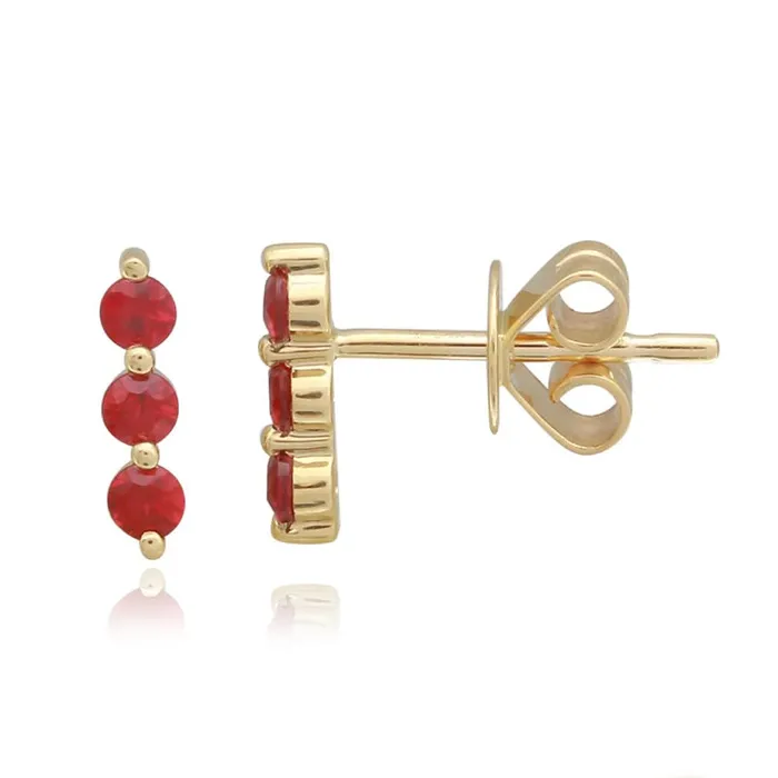 Earrings Alev Collection Three Gemstones Bar Stud