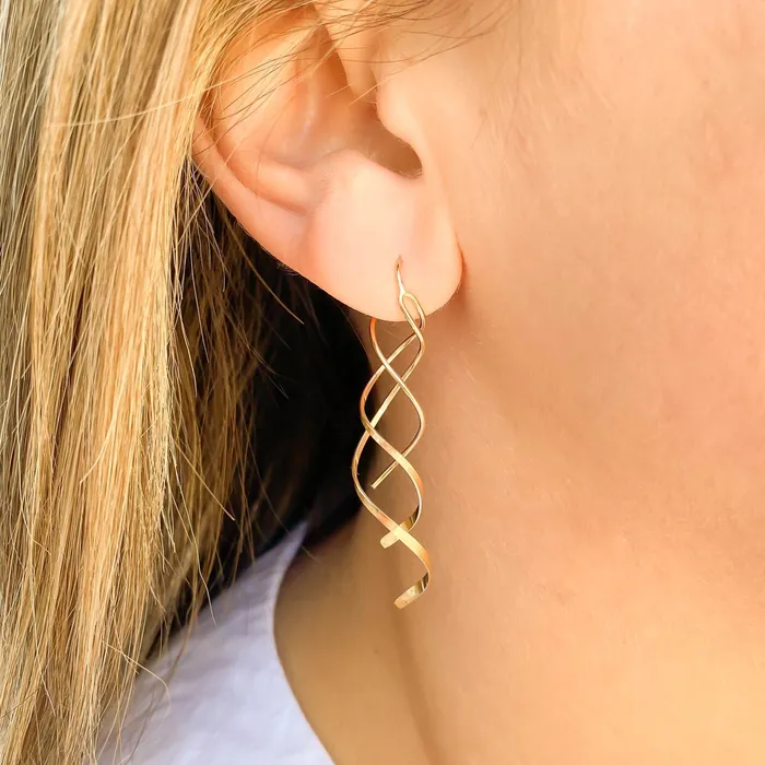 Earrings Double Spiral Earrings Long Hoops By Hand
