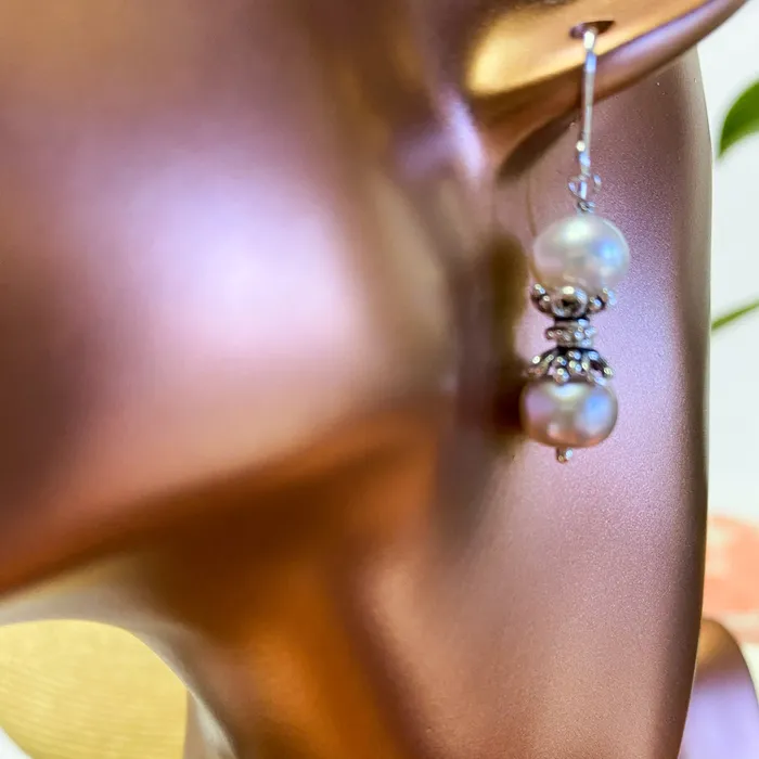 Earrings Elisa Ilana Pink White Freshwater Pearl Earrings