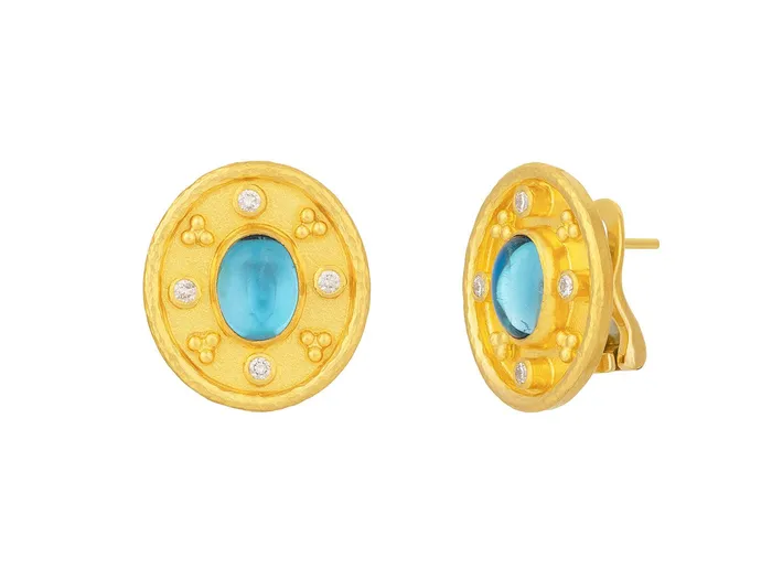 Earrings GG GOLD OOAK GURHAN Muse Gold Topaz Stud Earrings 20x18mm Oval Medallion Earrings GG GOLD OOAK GURHAN Muse Gold Topaz Stud Earrings 20x18mm Oval Medallion