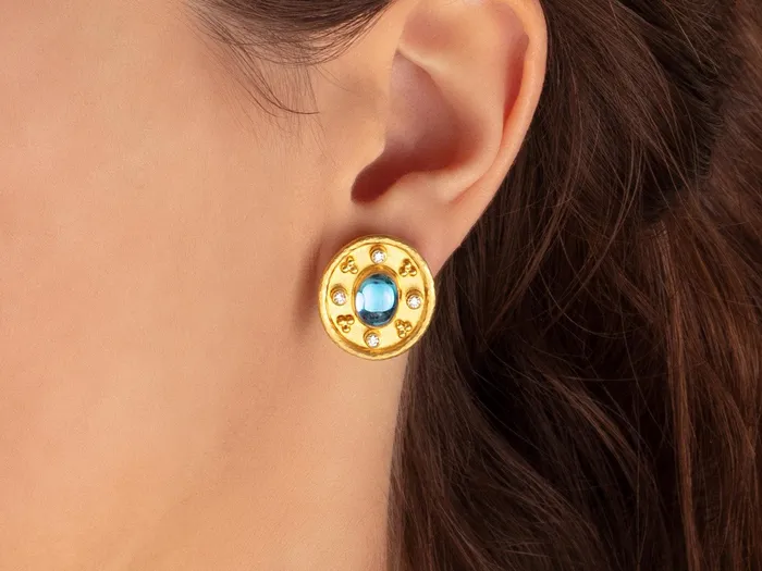 Earrings GG GOLD OOAK GURHAN Muse Gold Topaz Stud Earrings 20x18mm Oval Medallion Earrings GG GOLD OOAK GURHAN Muse Gold Topaz Stud Earrings 20x18mm Oval Medallion