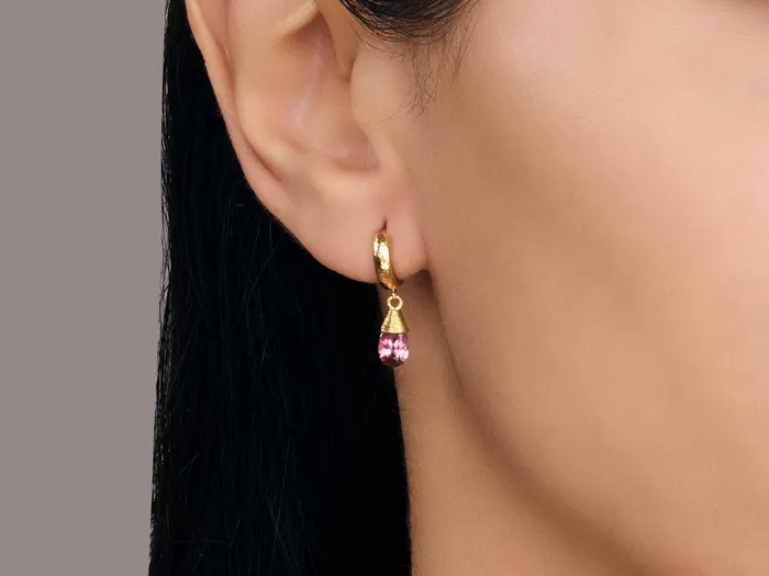 Earrings GG GOLD OOAK GURHAN Prism Gold Tourmaline Single Drop Earrings 9x6mm Teardrop on Huggie Hoop Earrings GG GOLD OOAK GURHAN Prism Gold Tourmaline Single Drop Earrings 9x6mm Teardrop on Huggie Hoop