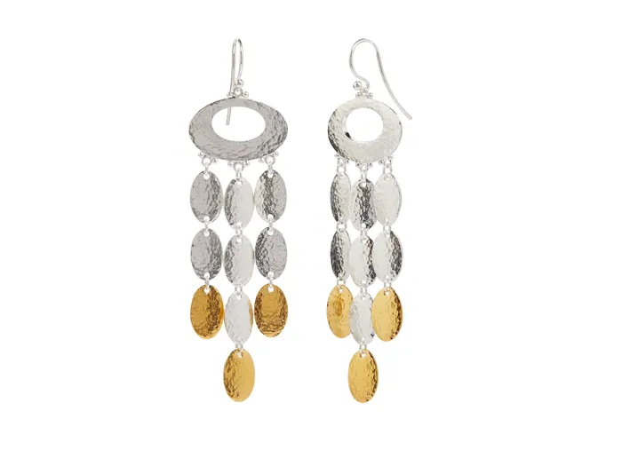 Earrings GG SILVER TRAD GURHAN Mango Sterling Silver Chandelier Drop Earrings Triple Strand Oval Flakes Gold Accents Earrings GG SILVER TRAD GURHAN Mango Sterling Silver Chandelier Drop Earrings Triple Strand Oval Flakes Gold Accents