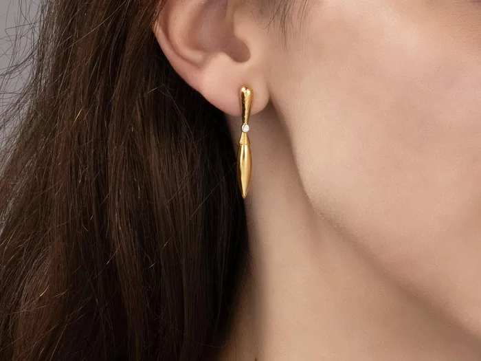 Earrings GURHAN Wheat Gold Diamond Single Drop Earrings GG GOLD CLS