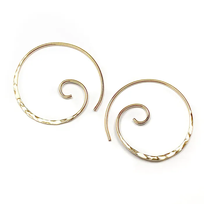 Earrings Hoops By Hand Spiral Hammered Earrings