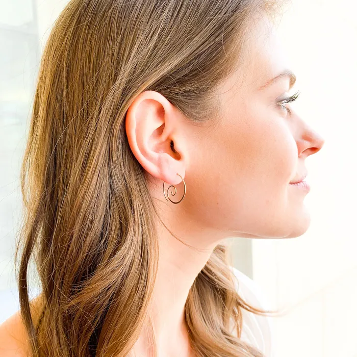 Earrings Hoops By Hand Spiral Hammered Earrings