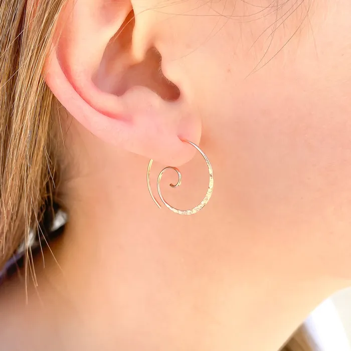 Earrings Hoops By Hand Spiral Hammered Earrings