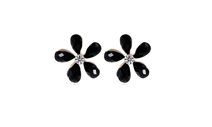 Earrings sparklingselections New Crystal Ear Cuff Stud Earrings for Womens Fashion Black Flower Shaped Plan Beautiful Earrings Jewelry Earrings sparklingselections New Crystal Ear Cuff Stud Earrings for Womens Fashion Black Flower Shaped Plan Beautiful Earrings Jewelry
